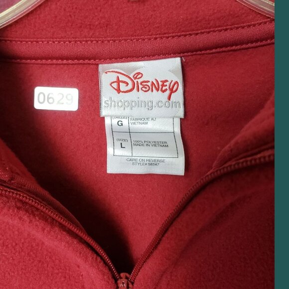 Disney Mickey Mouse 1/4 Zip Pullover Fleece Sweater Red Large - Picture 3 of 6